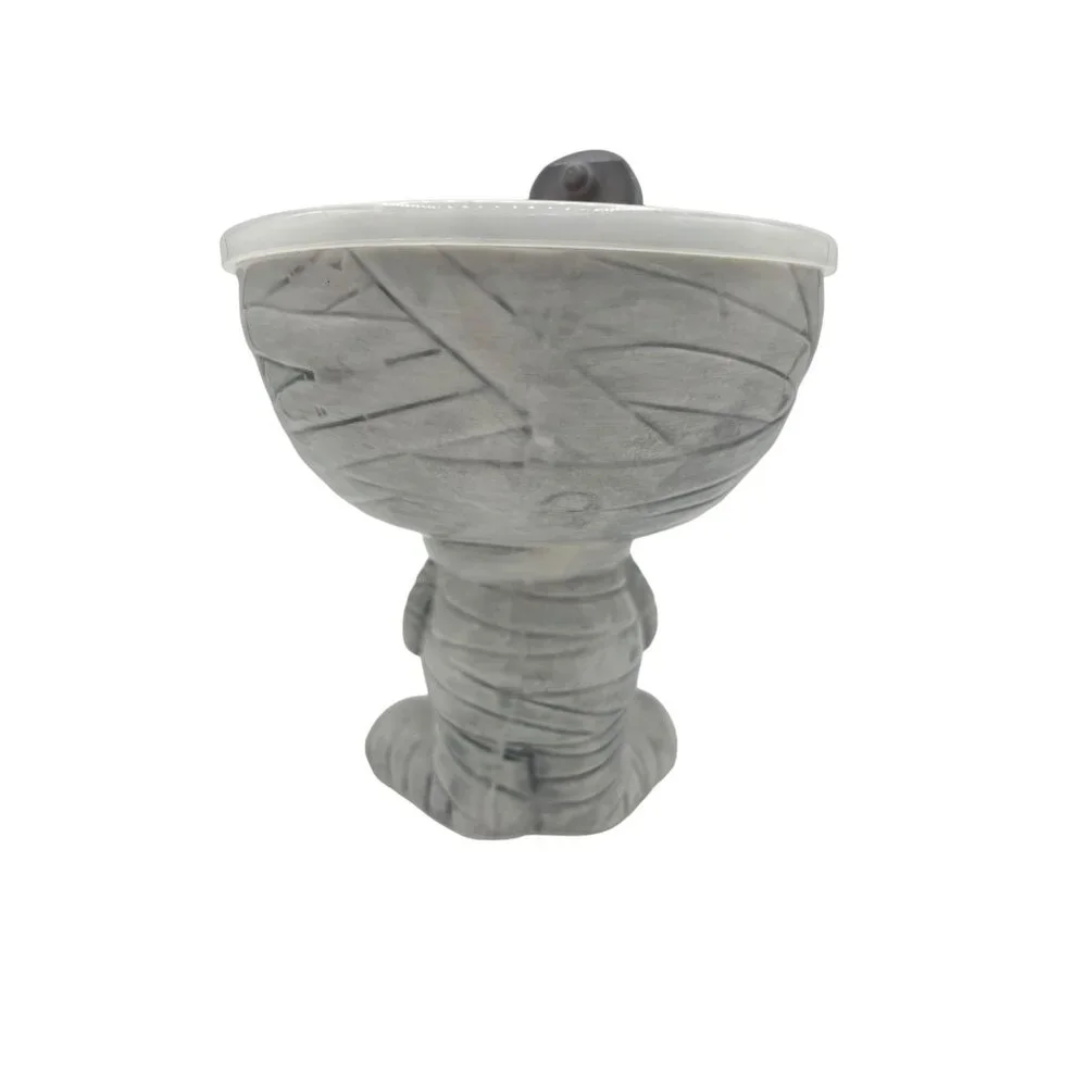 Mummy Halloween Goblet Bowl with Steamer Lid Wine Glass Ceramic 5.75